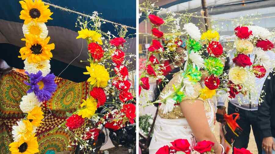 Flower crown made with wires and fresh blooms are a must-have accessory for photo-ops in Khirai's flower fields