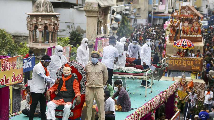 A tableau depicting Covid-19 moves on in Ahmedabad
