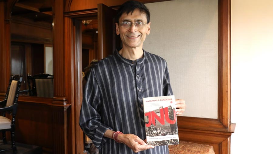 Paranjape with his book, ‘JNU: Nationalism and India’s Uncivil War’