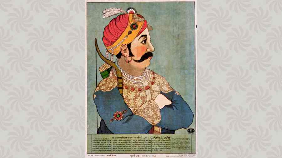 A lithograph of Prithviraja Chauhan printed in Germany