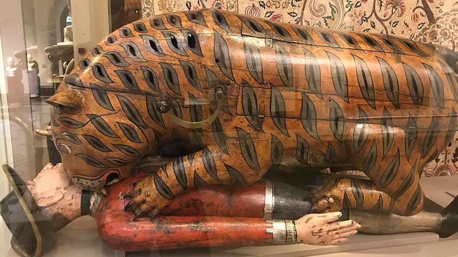 Tipu’s tiger mauls a luckless English soldier: Exhibit No. 1 at London’s Victoria & Albert Museum