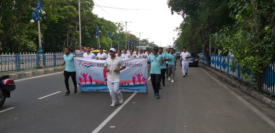 ‘The Run for Unity’ race, organised by Railway Protection Force and Metro Railway Kolkata, on Monday to celebrate 75 years of India’s Independence.
