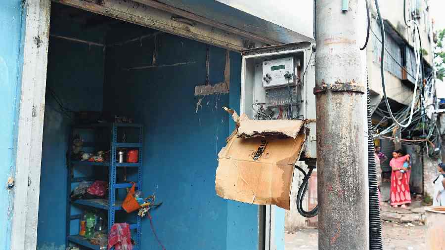 The eatery on Gobinda Khatik Road where Banti Halder was electrocuted on Tuesday. 