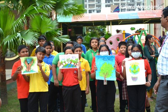 Students celebrating Vanmahotsav ceremony at Gems Akademia International School, Kolkata 