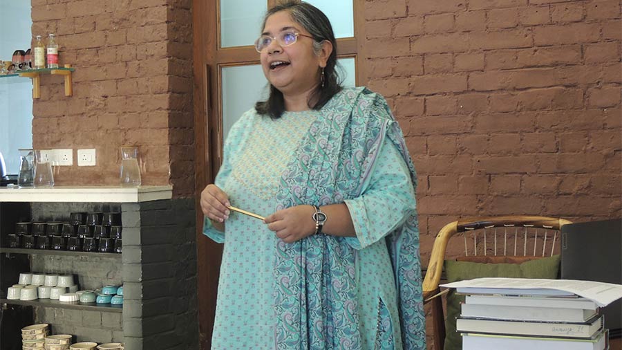  Ananya Dutta Gupta talks at a session of the Waypoint book club