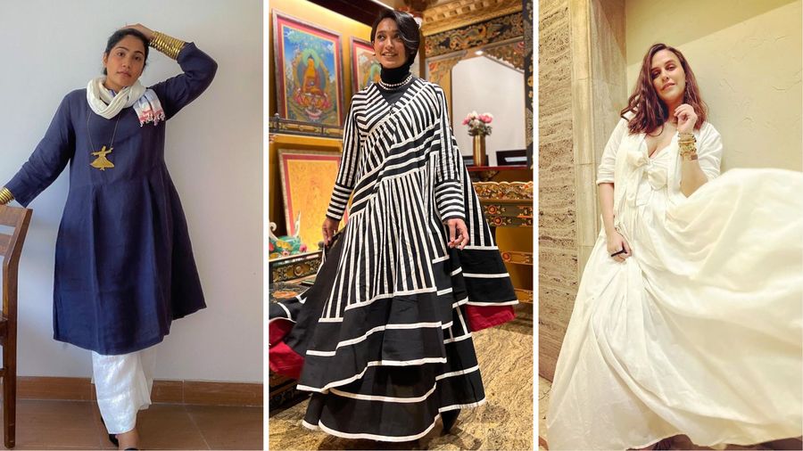 Mamta Sharma Das wearing her brand Viva La Vida, Sayani Gupta in Ka-Sha and Neha Dhupia in ILAMRA