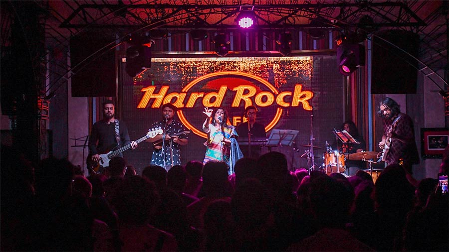 Singer Sahana Bajpaie during a live performance. The singer shared this photograph on Facebook on Friday.