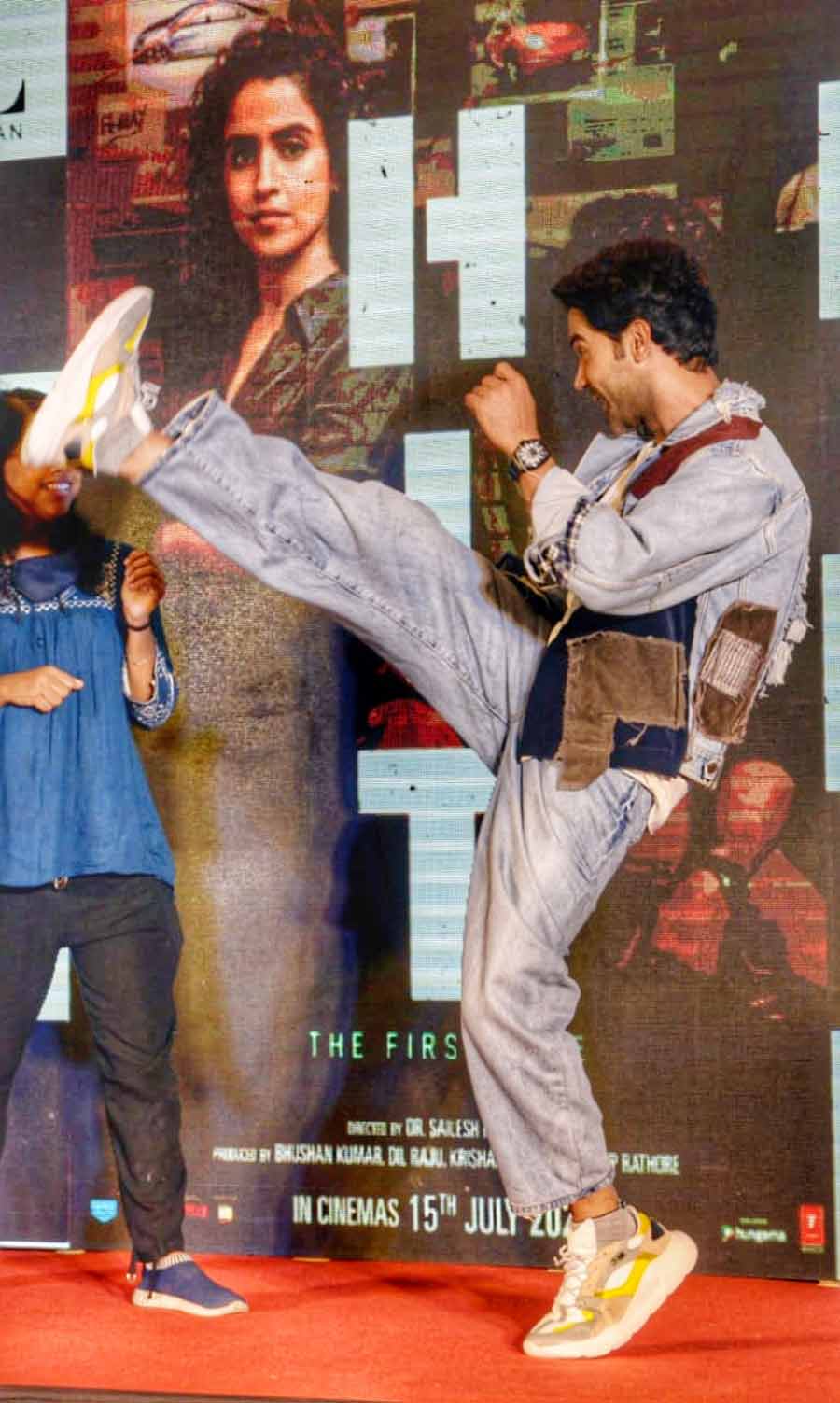 Actor Rajkummar Rao during the promotion of his movie ‘Hit the First Case’ at a star property in Kolkata on Tuesday, July 5. The action-thriller, a remake of the Telugu movie by the same name, will hit the theatres on July 15.