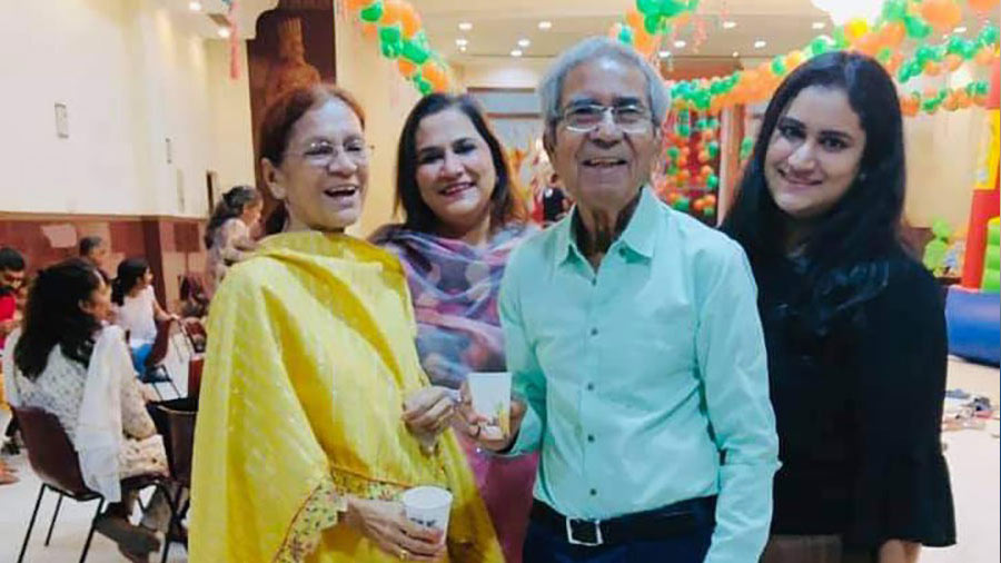 ‘This is the second Eid-al-Adha that we’re celebrating without our father Akhtar Ali,’ says Zareen (far right), in picture with her parents and sister Nilofer 