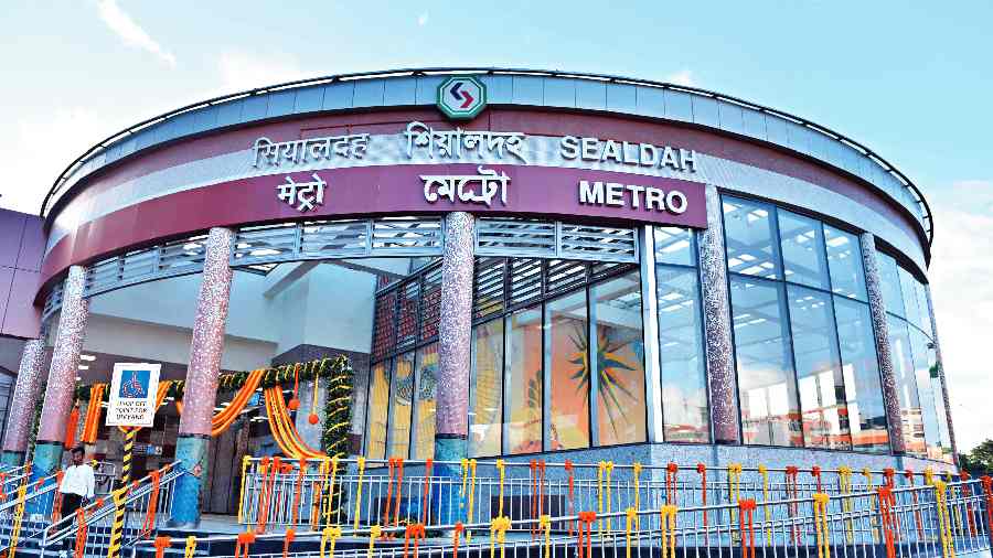 One of the gates of the Sealdah Metro station inaugurated on Monday