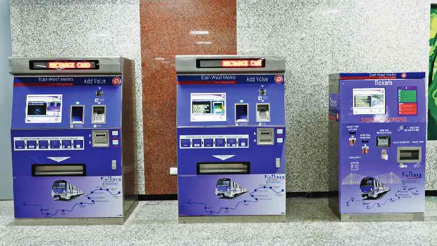 A card recharge and ticket vending machine at the station