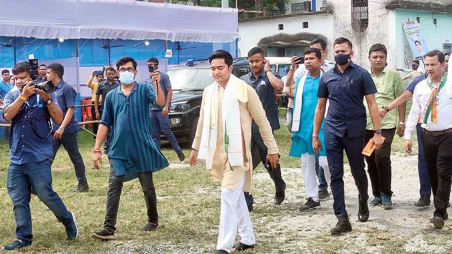 Abhishek Banerjee at Dhupguri in Jalpaiguri district on Tuesday.  