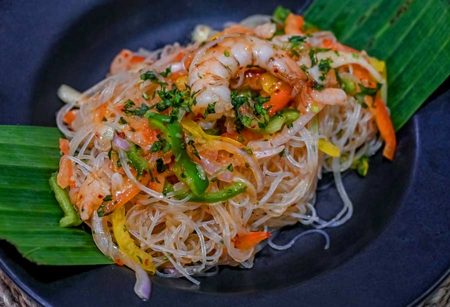 A plate of Yum Woon Sen Salad (Rs 240). ‘Woon Sen’ means glass noodles in Thai