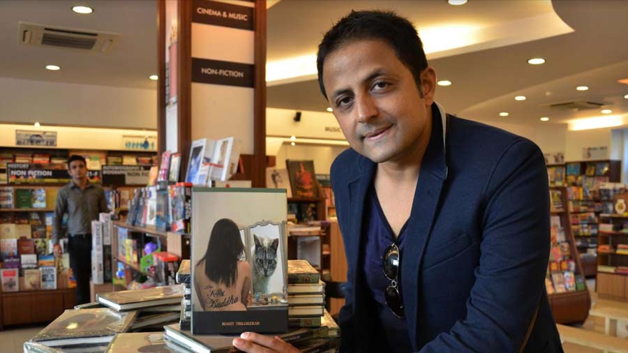 Rohit Trilokekar with his debut book, 'The Kitty Buddha', which was published in 2011