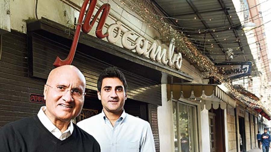 Nitin and Siddharth Kothari outside Mocambo, which was started by Nitin’s father Shivji V. Kothari in the summer of 1956