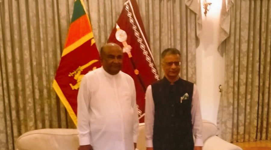 Indian High Commissioner to Sri Lanka Gopal Baglay calls on Sri Lankan Speaker Mahinda Yapa Abeywardena in Colombo. 