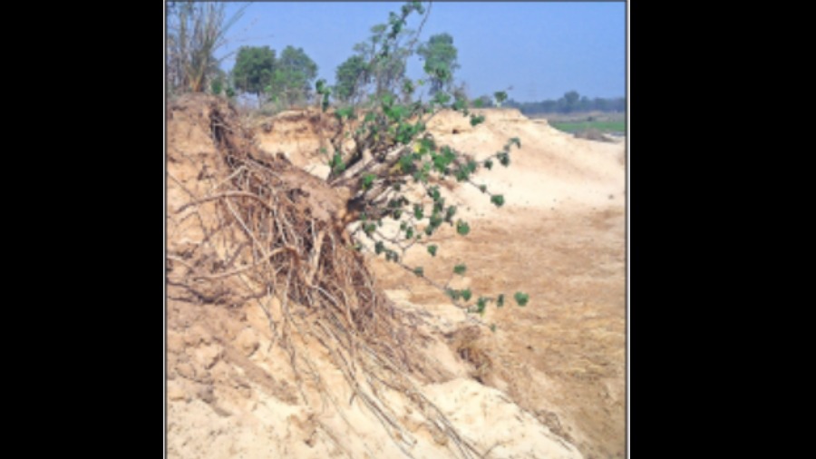 TERRA INFIRMA: The riverbank in Manachar from where sand has been extracted. 