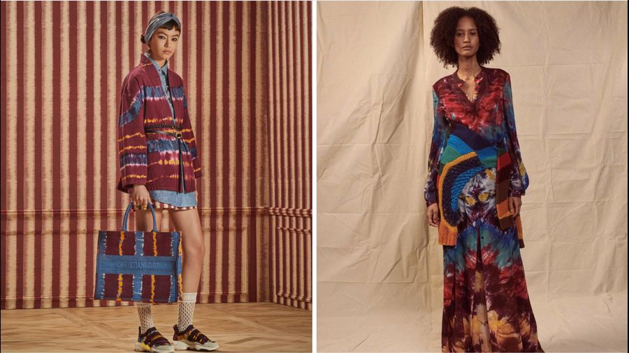  (L) Dior Spring/Summer 2021 and Gabriela Hearst’s Tie Dye dress  