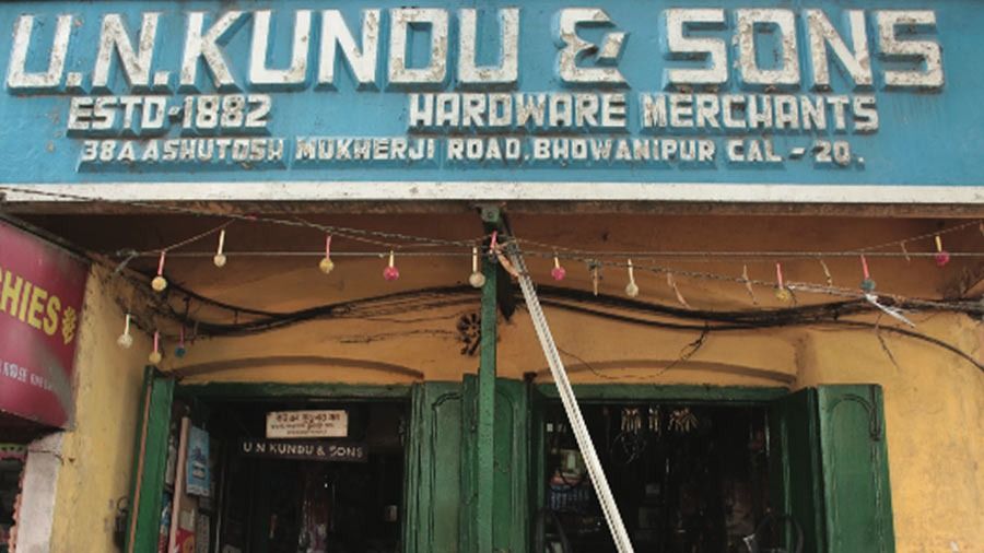 Kundu Hardware, founded in 1882 by Upendra Nath Kundu, is located on Ashutosh Mukherjee Road