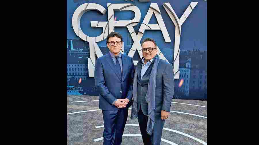 Joe Russo (left) and Anthony Russo at the premiere of The Gray Man in Los Angeles.