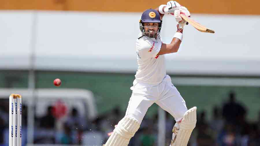 Sri Lanka’s Dinesh Chandimal on Day III of the first Test against Pakistan in Galle. 