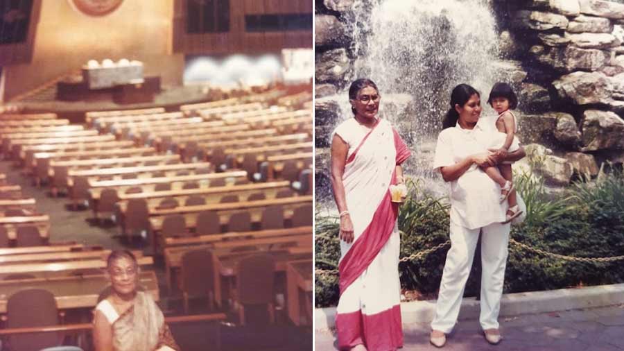Jayanti took her first flight in the 1980s to see her daughter in America and then travel around the United States for a bit. She was most excited to visit the United Nations Headquarters (left) in New York