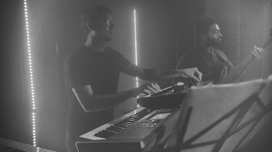 Samrat Mukherjee on keyboards and Akash Ganguly on bass
