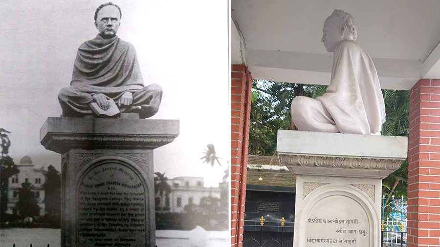The statue of Ishwar Chandra Vidyasagar in 1926 and present