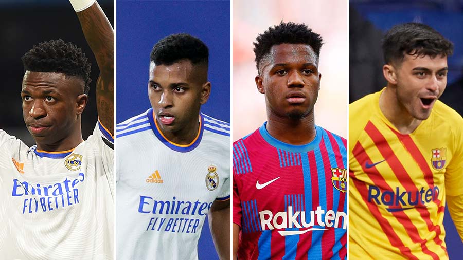 (L-R) Vinicius Jr., Rodrygo, Ansu Fati and Pedri are among the La Liga players Jose believes can be the superstars of the future