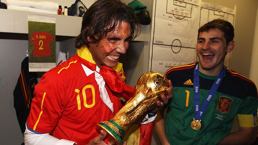 Rafael Nadal (seen here with Iker Casillas) and the Spanish men’s football team have helped Spain carve out their golden era of sporting dominance in the 21st century
