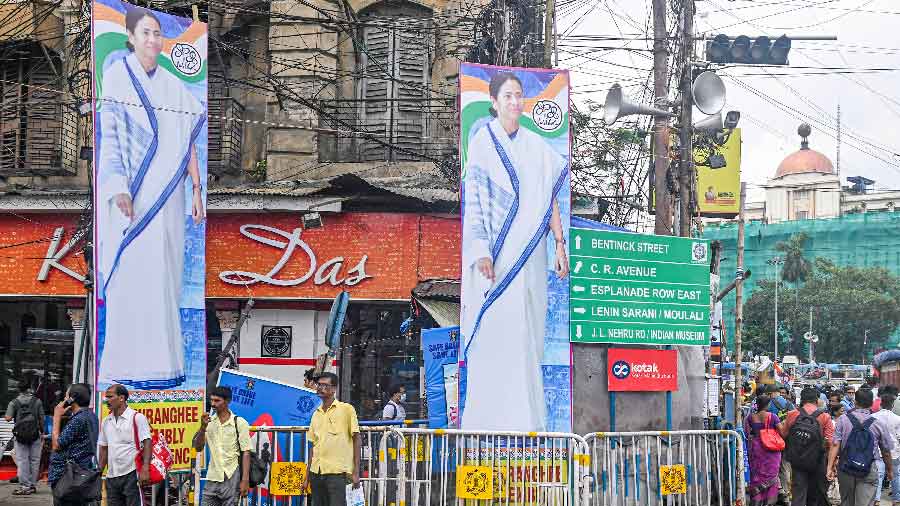 Cutouts of TMC Supremo and West Bengal Chief Minster Mamata Banerjee 