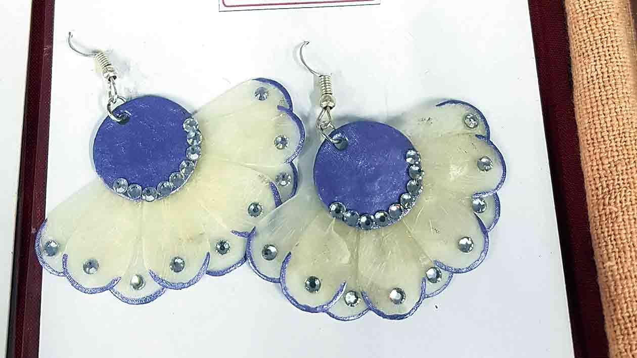 Price: Rs 500 for earring sets, Rs 10,000 for fish-shaped wall hangings.