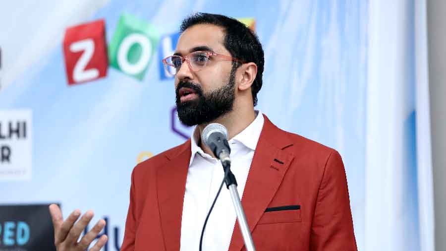 Varun Alagh speaks at the launching ceremony