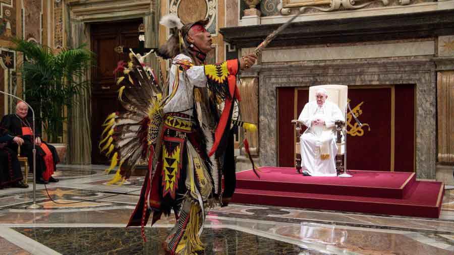 Pope Francis received a delegation of the Indigenous Peoples of Canada in April 2022