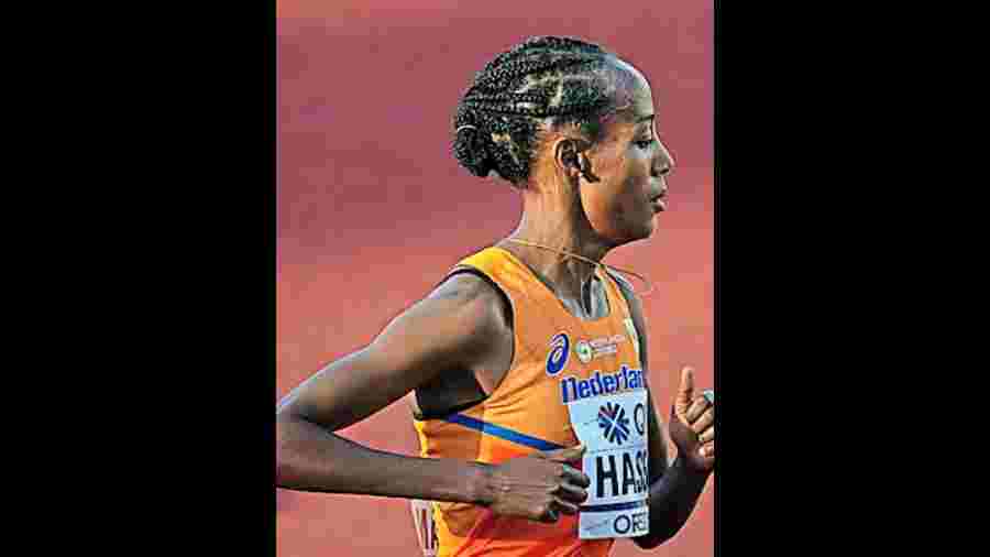 Sifan Hassan during the women’s 5000 metres final on Saturday