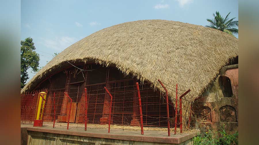 The wooden 'Chandi mandap' inside the premises of Radha Gobinda temple