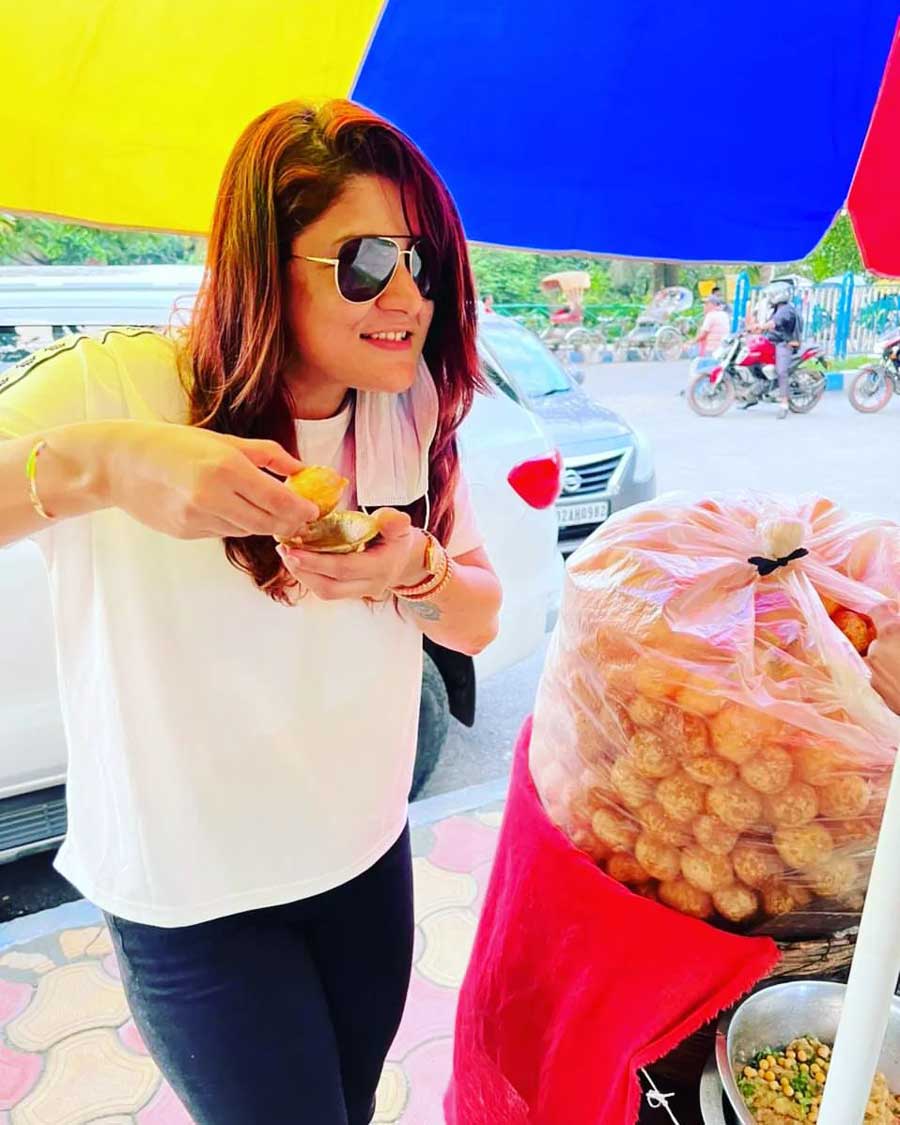 Actress Srabanti Chatterjee uploaded this photograph on Instagram on Monday with the caption: “Phuchka lover.... 😋😋”