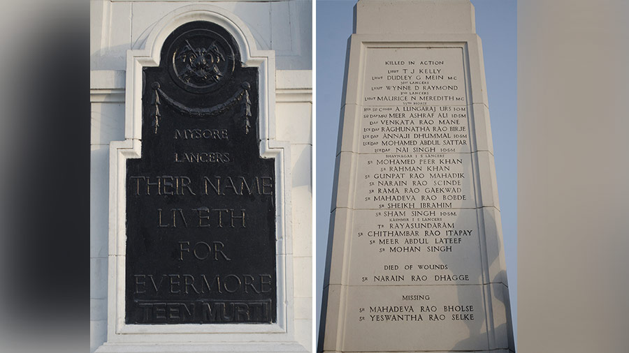 The plaques and engravings on the memorial's obelisk