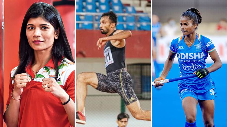 (L-R) Nikhat Zareen, Abdulla Aboobacker and Sangita Kumari are among the athletes to watch out for at this year’s Commonwealth Games