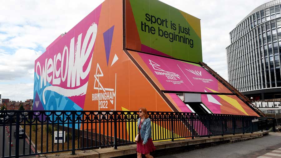 A street decorated ahead of the Commonwealth Games 2022, in Birmingham, UK