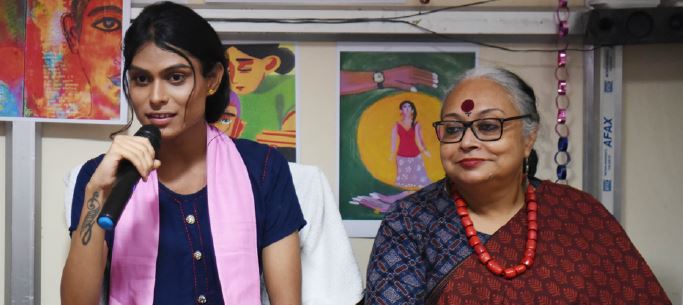 Child chairperson of the West Bengal Commission for Protection of Child Rights for the day, Shivam Singh, with (right) chairperson Ananya Chatterjee Chakraborty on Thursday. 