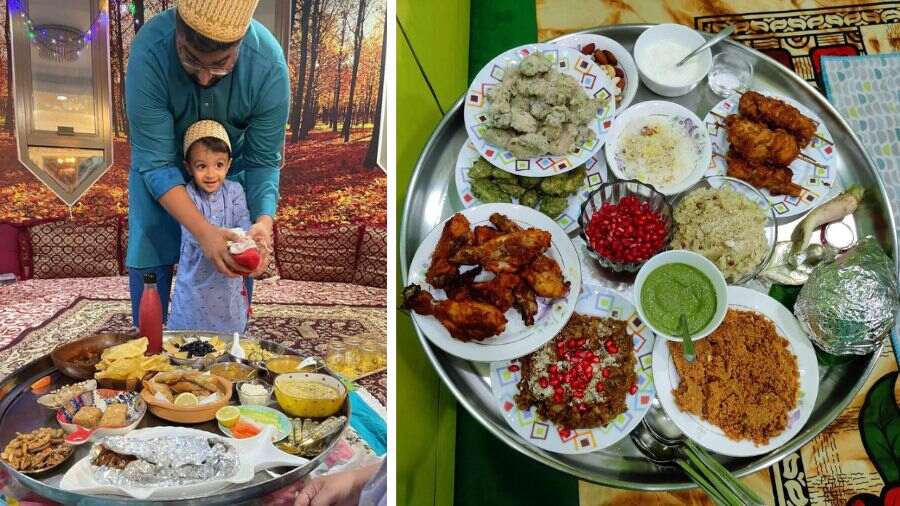 It took preparer Tasneem Chawala four hours to put everything together for the traditional 'thaal' (right), an essential fixture of any feast of the Dawoodi Bohra New Year Pehli Raat (left)