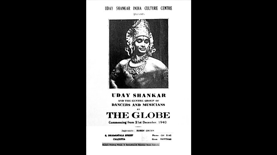 A poster of Uday Shankar’s performance arranged by Ghosh.