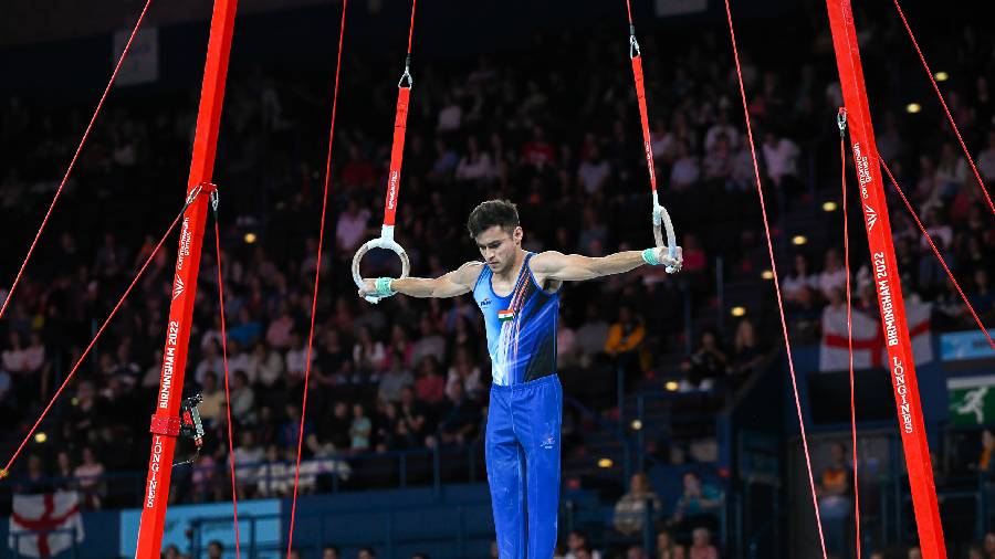 India's Yogeshwar Singh competes in the men's Artistic Gymnastic All-Around final event 
