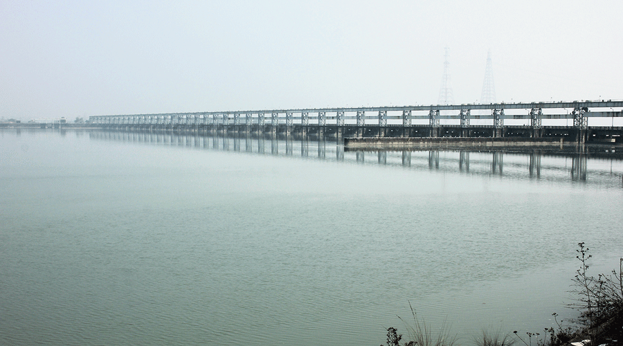 The barrage on the Teesta river at Gajoldoba in Jalpaiguri district.