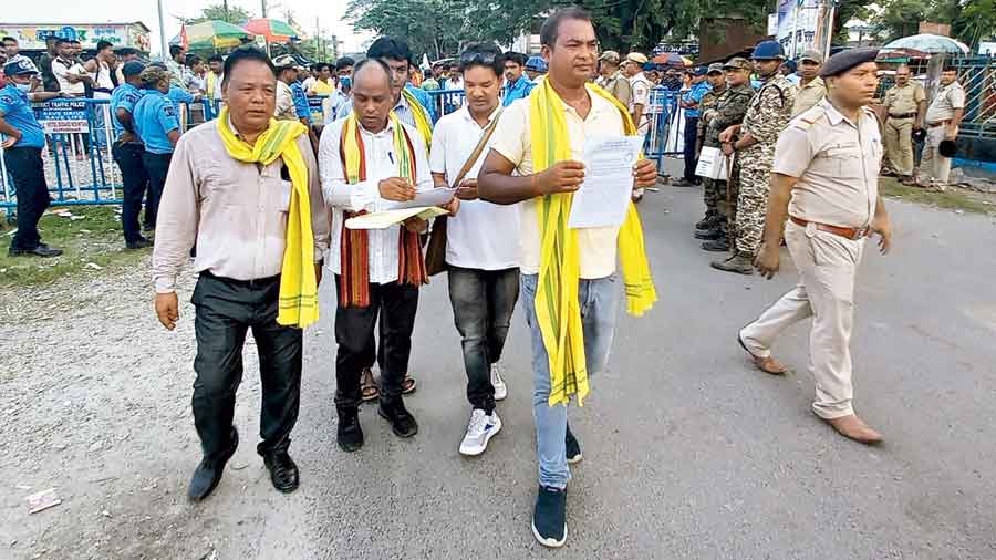 Kamtapur Progressive Party leaders in Alipurduar town  on Tuesday. 