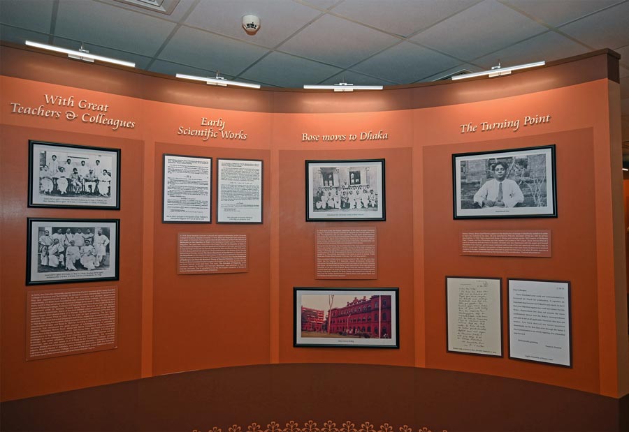 Bose’s transition to teaching, with University College of Science, Calcutta University and later at University of Dhaka have also been documented. This section has copies of his first scientific works, and his first correspondence with Albert Einstein