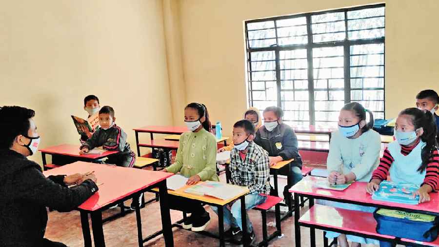Students of Chintan Academy attend classes