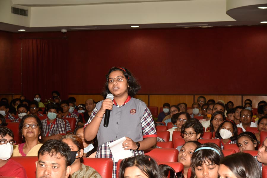 A student taking part in the Q&A session at the BITM event.