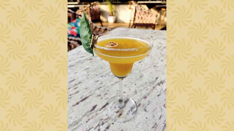 Passionfruit & Kaffir Lime Margarita @Raasta: Raasta special signature mocktail flavoured with Kaffir lime, passionfruit and pineapple juice, served in a cocktail glass rimmed with salt. This sip at the Park Street pub will take you straight to the Caribbean Islands.@Rs 245-plus
